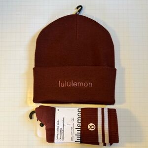 Lululemon Athletica Maroon Beanie and Socks Set